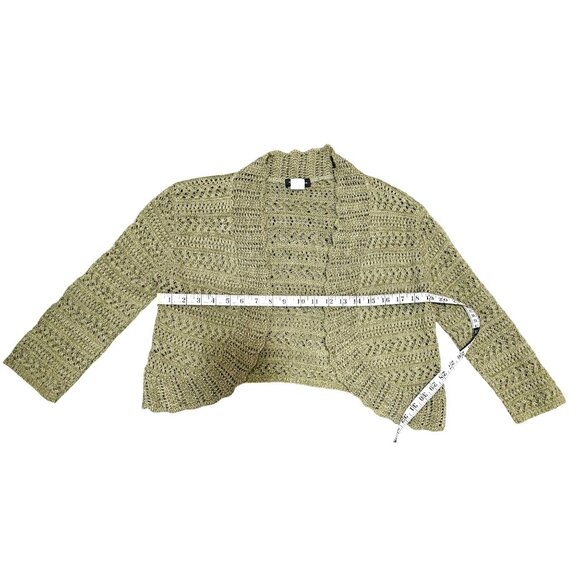 Armand & Alba Medium Green Open Knit Cropped Cardigan Sweater Medium - Picture 6 of 7